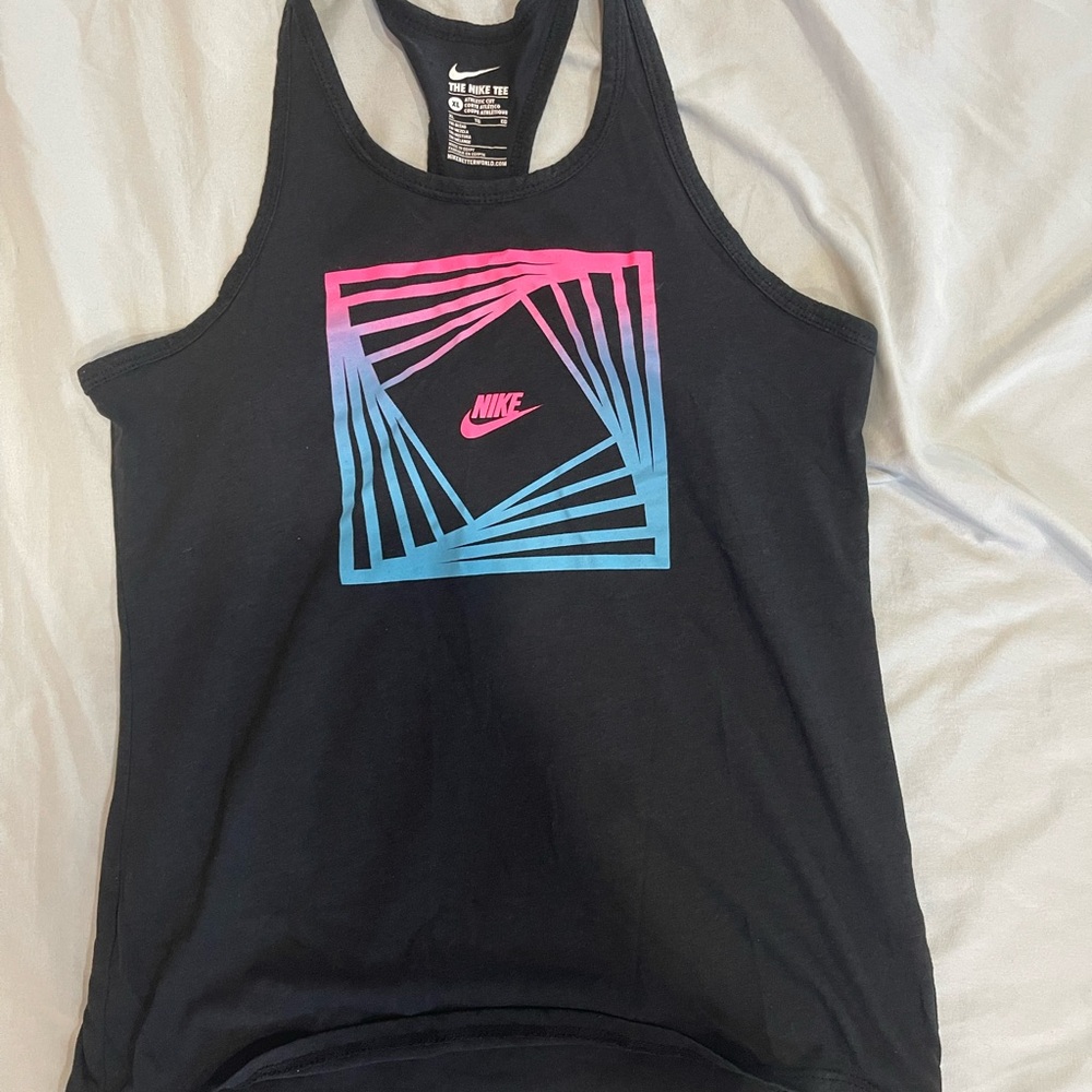 Nike Black Athletic Tank with Pink Accents